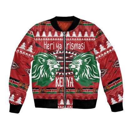 Afro Kenya Christmas Bomber Jacket Head Lion - Heri ya Krismasi