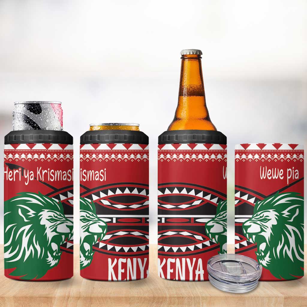 Afro Kenya Christmas 4 in 1 Can Cooler Tumbler Head Lion - Heri ya Krismasi