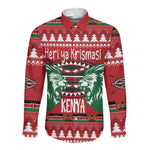 Afro Kenya Christmas Long Sleeve Button Shirt Head Lion - Heri ya Krismasi