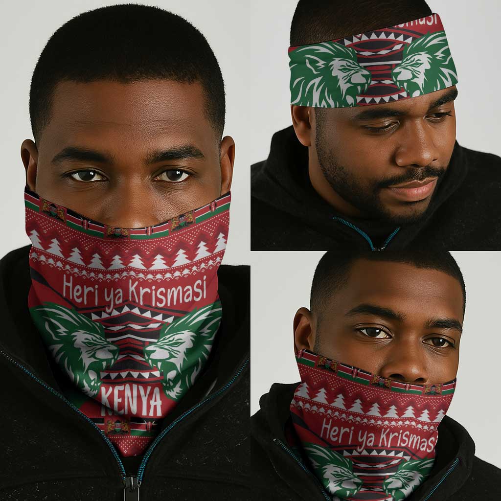 Afro Kenya Christmas Neck Gaiter Head Lion - Heri ya Krismasi LT18