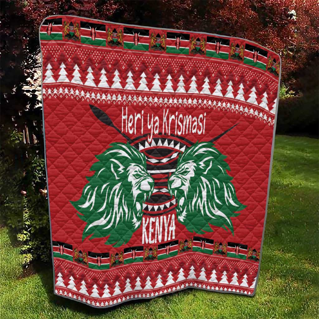 Afro Kenya Christmas Quilt Head Lion - Heri ya Krismasi