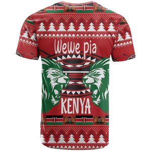 Afro Kenya Christmas T shirt Head Lion - Heri ya Krismasi