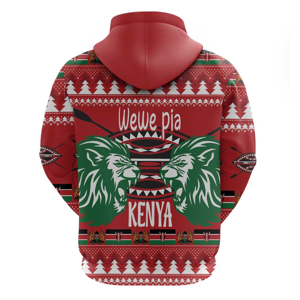 Afro Kenya Christmas Zip Hoodie Head Lion - Heri ya Krismasi