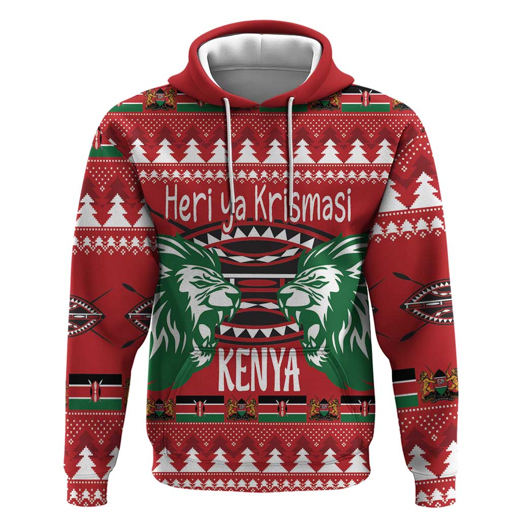 Afro Kenya Christmas Zip Hoodie Head Lion - Heri ya Krismasi