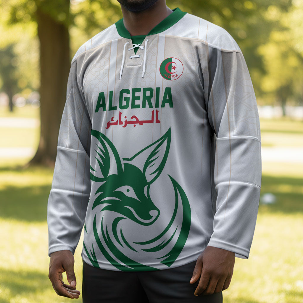 Custom World Football 2026 Algeria Hockey Jersey Les Fennecs Desert Fox Pride