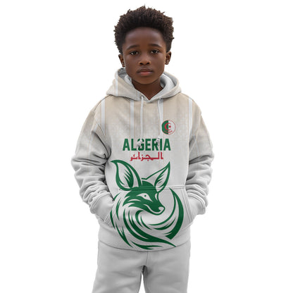 Custom World Football 2026 Algeria Kid Hoodie Les Fennecs Desert Fox Pride