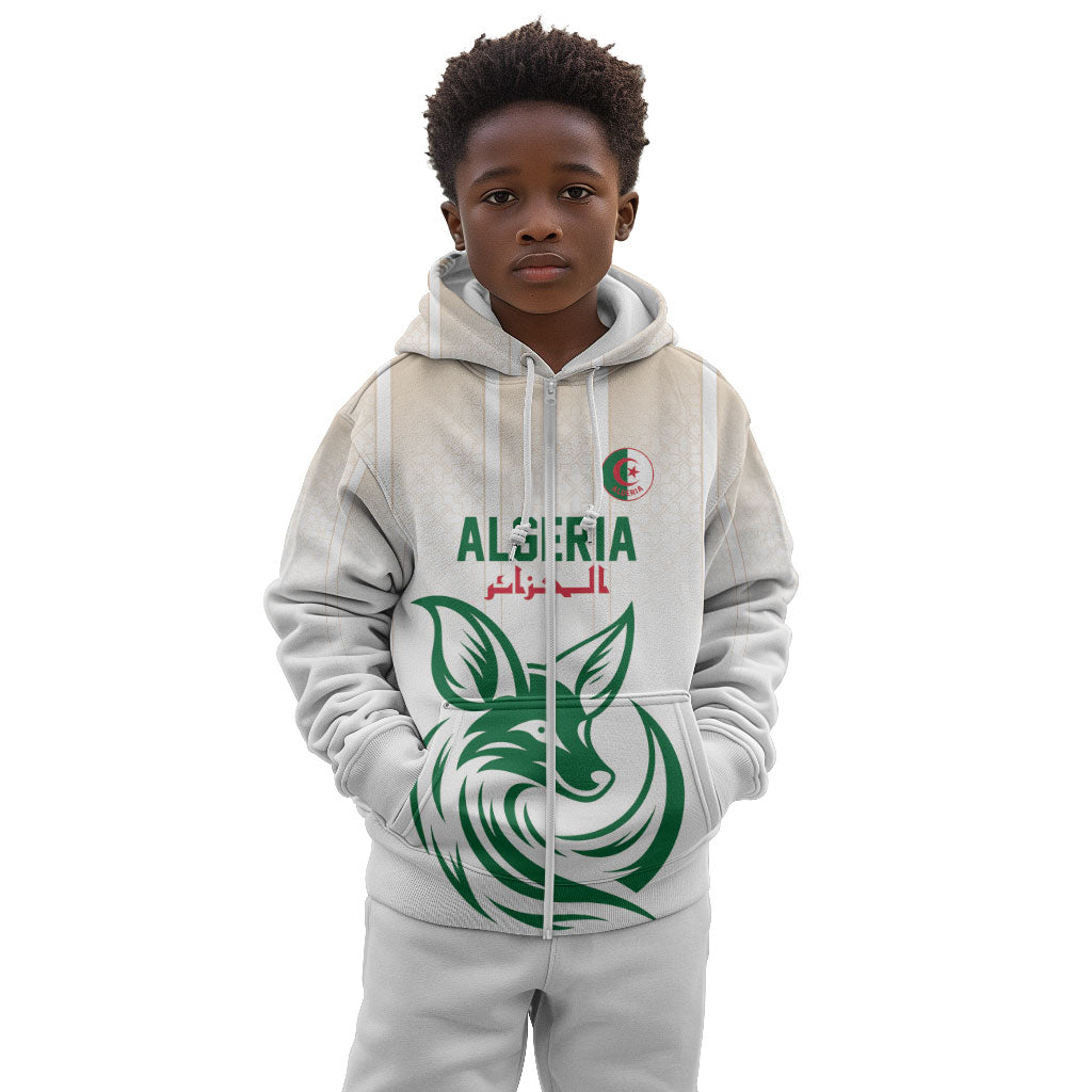 Custom World Football 2026 Algeria Kid Hoodie Les Fennecs Desert Fox Pride