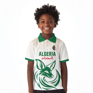 Custom World Football 2026 Algeria Kid Polo Shirt Les Fennecs Desert Fox Pride