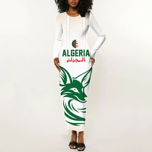 Custom World Football 2026 Algeria Long Sleeve Bodycon Dress Les Fennecs Desert Fox Pride