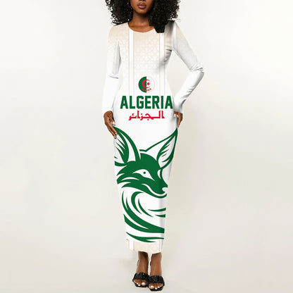 Custom World Football 2026 Algeria Long Sleeve Bodycon Dress Les Fennecs Desert Fox Pride