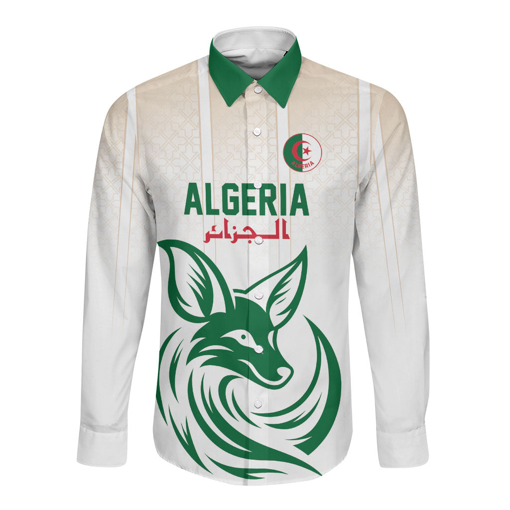 Custom World Football 2026 Algeria Long Sleeve Button Shirt Les Fennecs Desert Fox Pride