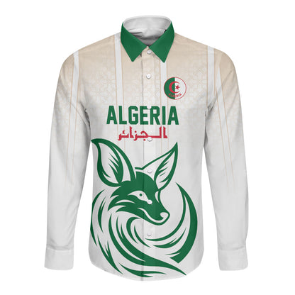Custom World Football 2026 Algeria Long Sleeve Button Shirt Les Fennecs Desert Fox Pride