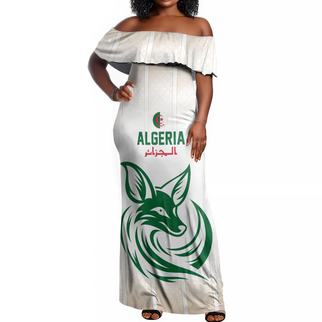 Custom World Football 2026 Algeria Off Shoulder Maxi Dress Les Fennecs Desert Fox Pride
