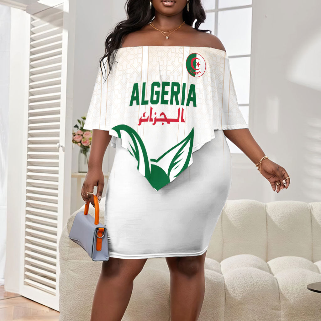 Custom World Football 2026 Algeria Off Shoulder Short Dress Les Fennecs Desert Fox Pride
