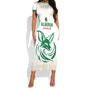 Custom World Football 2026 Algeria Short Sleeve Bodycon Dress Les Fennecs Desert Fox Pride