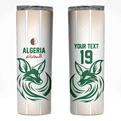 Custom World Football 2026 Algeria Skinny Tumbler Les Fennecs Desert Fox Pride