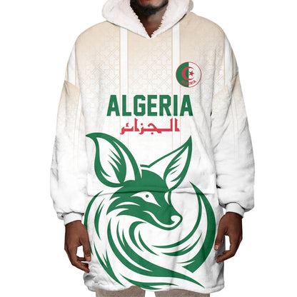 Custom World Football 2026 Algeria Wearable Blanket Hoodie Les Fennecs Desert Fox Pride