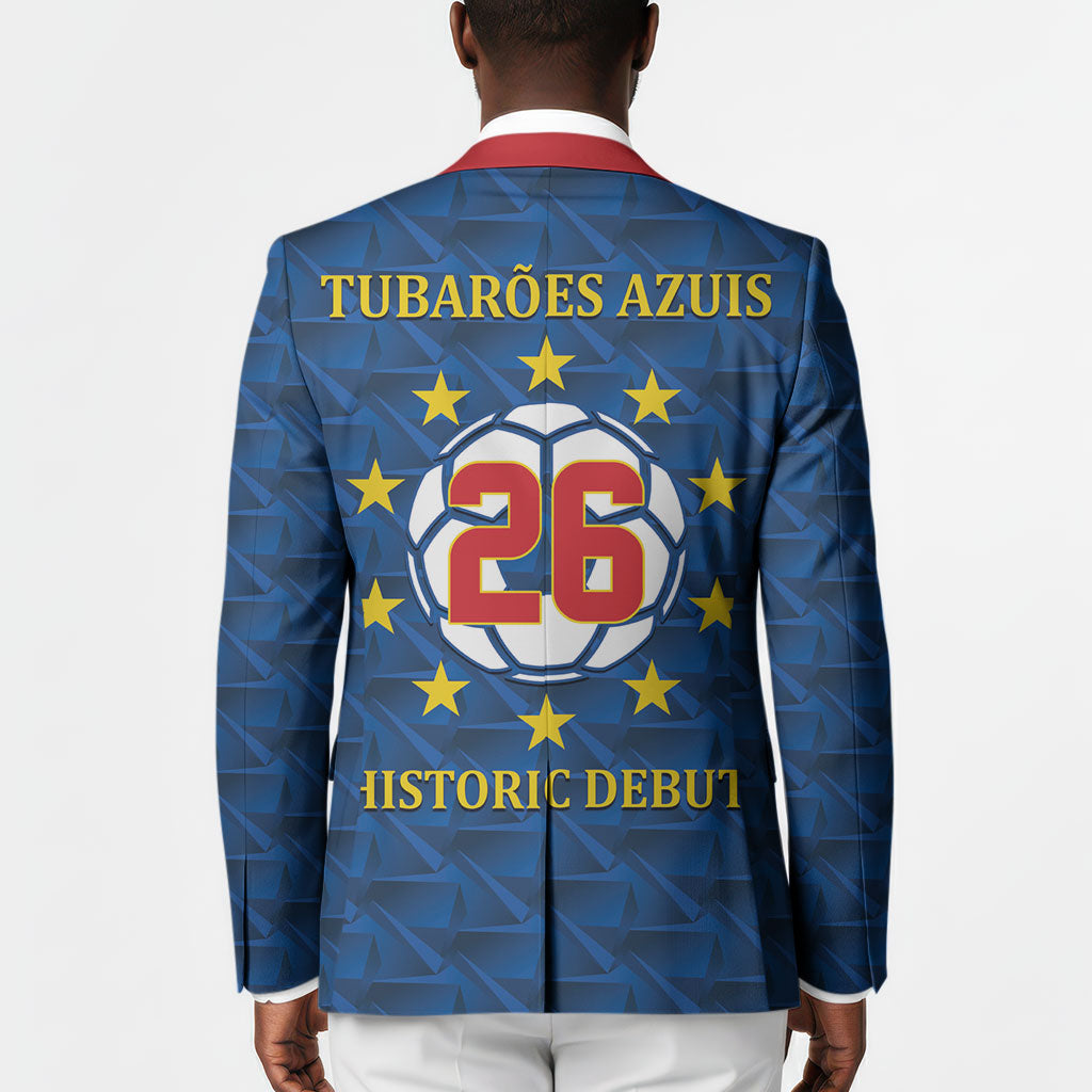 Cabo Verde Tubaroes Azuis Historic Debut 2026 Blazer Cape Verde Past and Present Flag Motif