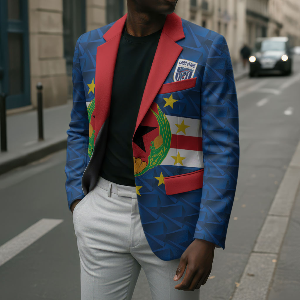 Cabo Verde Tubaroes Azuis Historic Debut 2026 Blazer Cape Verde Past and Present Flag Motif