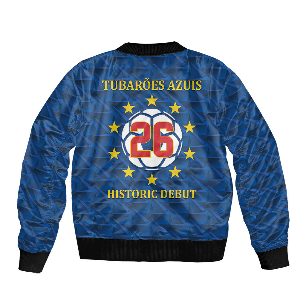 Cabo Verde Tubaroes Azuis Historic Debut 2026 Bomber Jacket Cape Verde Past and Present Flag Motif