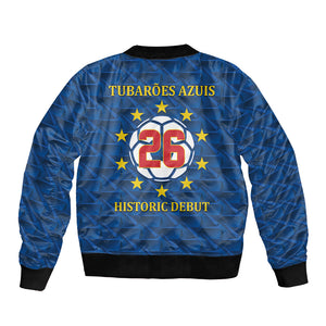 Cabo Verde Tubaroes Azuis Historic Debut 2026 Bomber Jacket Cape Verde Past and Present Flag Motif