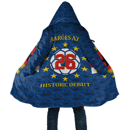 Cabo Verde Tubaroes Azuis Historic Debut 2026 Cloak Cape Verde Past and Present Flag Motif