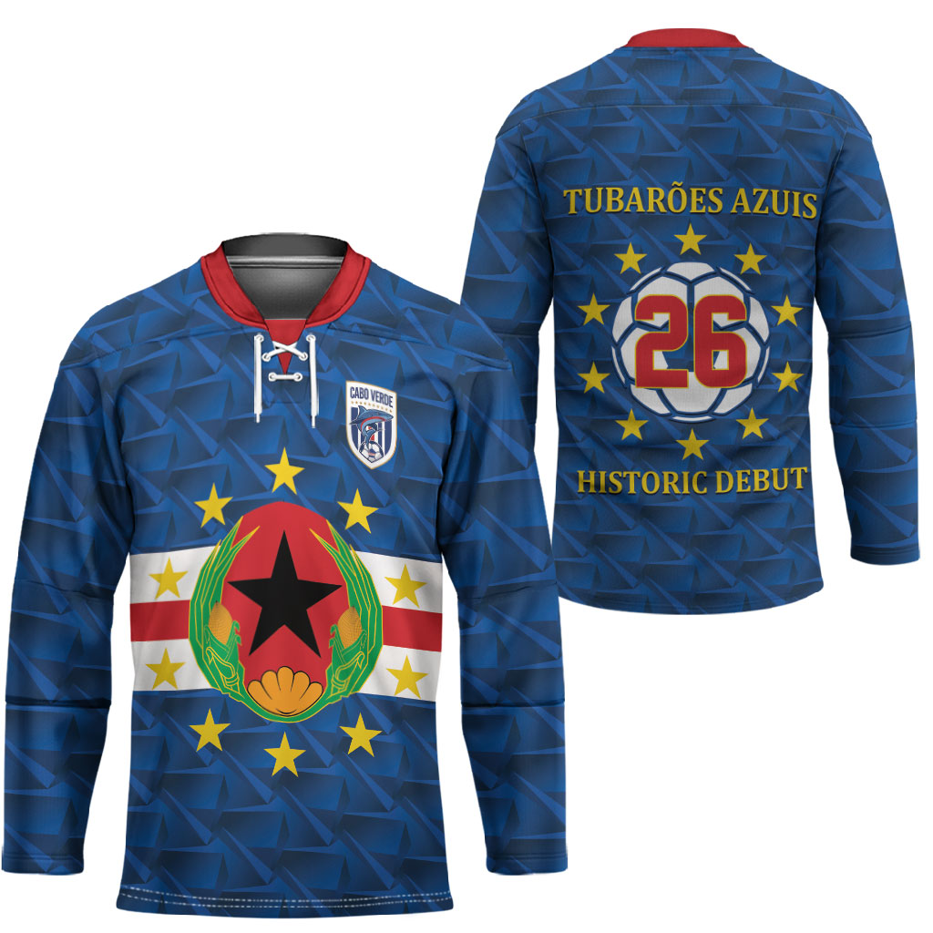 Cabo Verde Tubaroes Azuis Historic Debut 2026 Hockey Jersey Cape Verde Past and Present Flag Motif