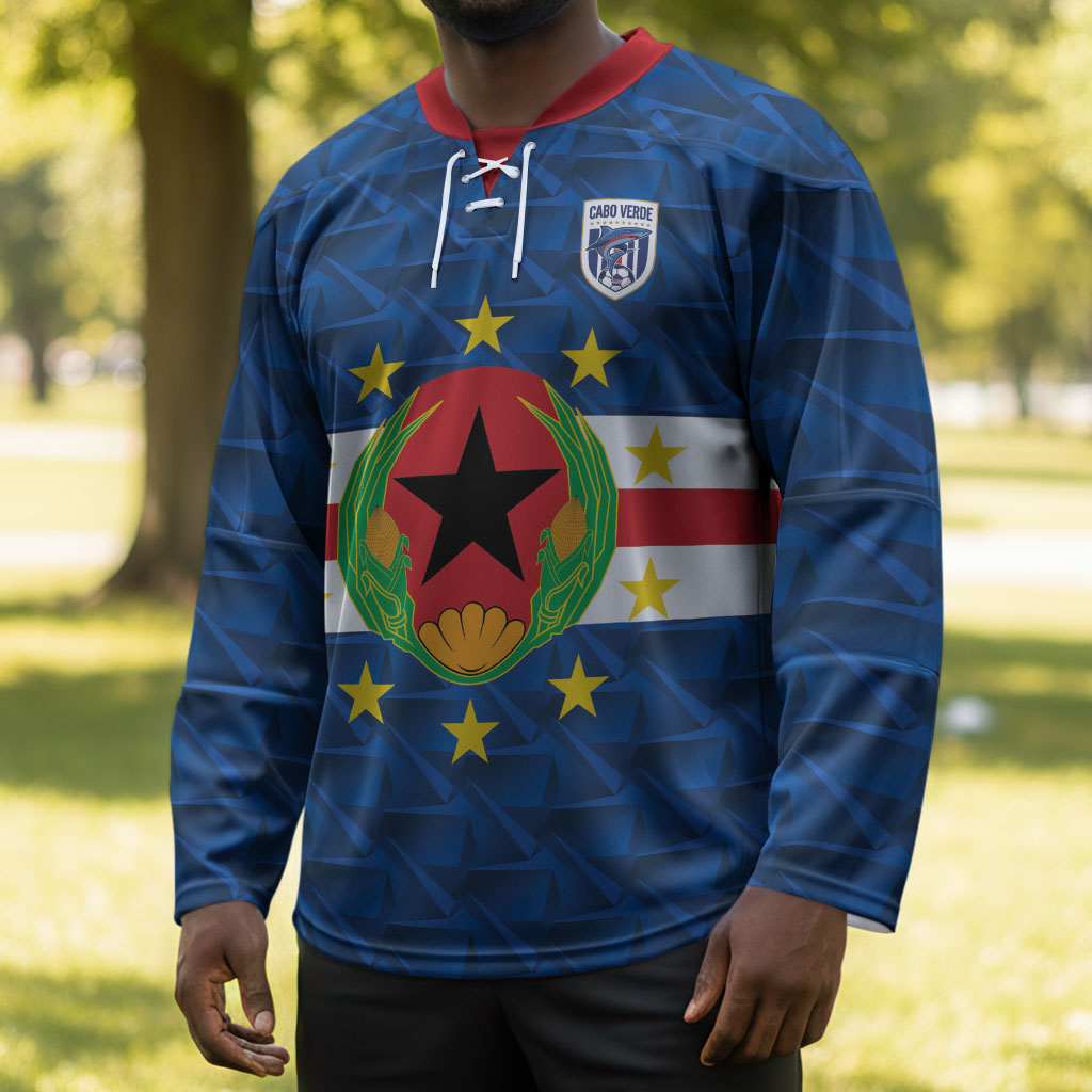 Cabo Verde Tubaroes Azuis Historic Debut 2026 Hockey Jersey Cape Verde Past and Present Flag Motif