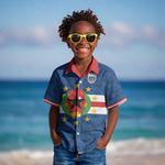 Cabo Verde Tubaroes Azuis Historic Debut 2026 Kid Hawaiian Shirt Cape Verde Past and Present Flag Motif