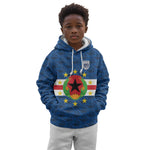 Cabo Verde Tubaroes Azuis Historic Debut 2026 Kid Hoodie Cape Verde Past and Present Flag Motif