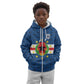 Cabo Verde Tubaroes Azuis Historic Debut 2026 Kid Hoodie Cape Verde Past and Present Flag Motif