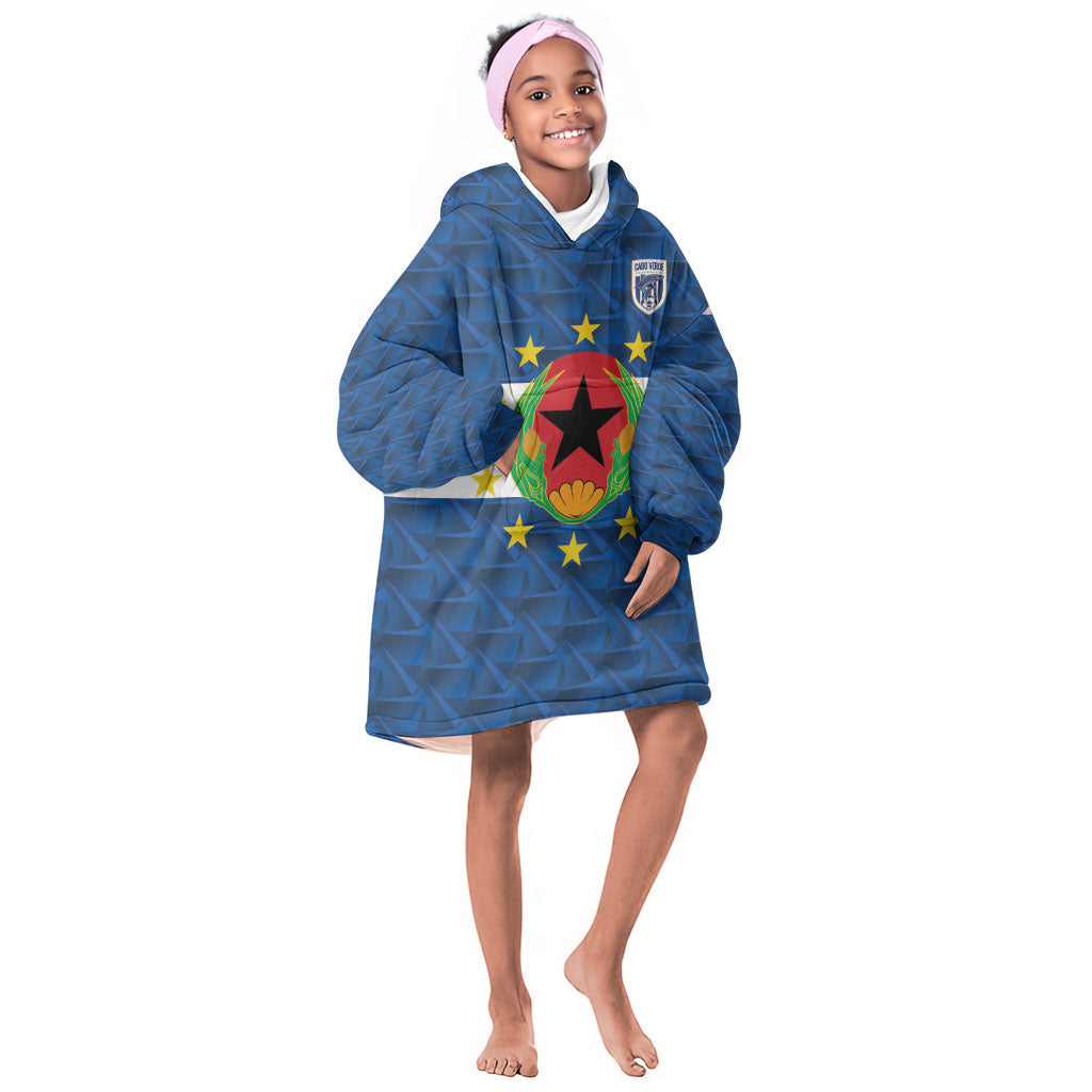 Cabo Verde Tubaroes Azuis Historic Debut 2026 Kid Wearable Blanket Hoodie Cape Verde Past and Present Flag Motif
