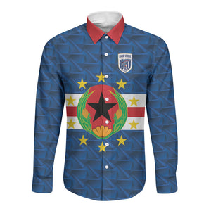 Cabo Verde Tubaroes Azuis Historic Debut 2026 Long Sleeve Button Shirt Cape Verde Past and Present Flag Motif