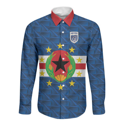 Cabo Verde Tubaroes Azuis Historic Debut 2026 Long Sleeve Button Shirt Cape Verde Past and Present Flag Motif