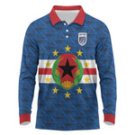Cabo Verde Tubaroes Azuis Historic Debut 2026 Long Sleeve Polo Shirt Cape Verde Past and Present Flag Motif