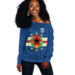 Cabo Verde Tubaroes Azuis Historic Debut 2026 Off Shoulder Sweater Cape Verde Past and Present Flag Motif