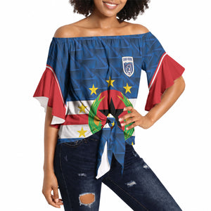 Cabo Verde Tubaroes Azuis Historic Debut 2026 Off Shoulder Wrap Waist Top Cape Verde Past and Present Flag Motif