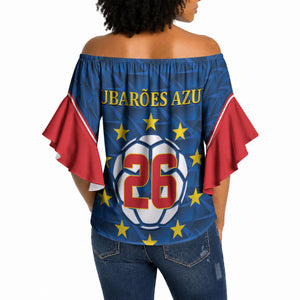 Cabo Verde Tubaroes Azuis Historic Debut 2026 Off Shoulder Wrap Waist Top Cape Verde Past and Present Flag Motif
