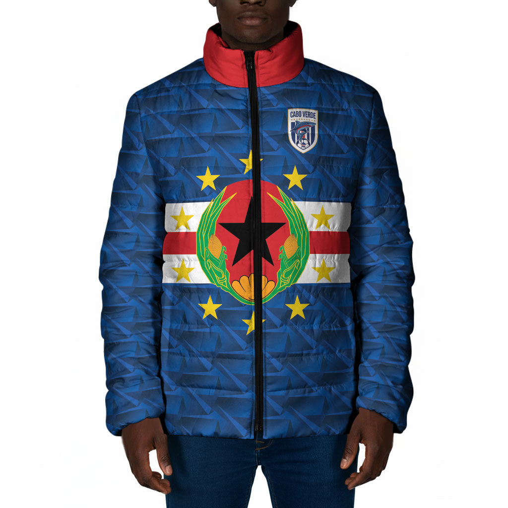 Cabo Verde Tubaroes Azuis Historic Debut 2026 Padded Jacket Cape Verde Past and Present Flag Motif