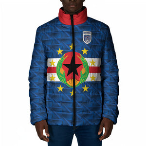 Cabo Verde Tubaroes Azuis Historic Debut 2026 Padded Jacket Cape Verde Past and Present Flag Motif