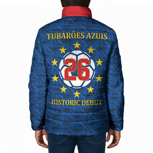 Cabo Verde Tubaroes Azuis Historic Debut 2026 Padded Jacket Cape Verde Past and Present Flag Motif