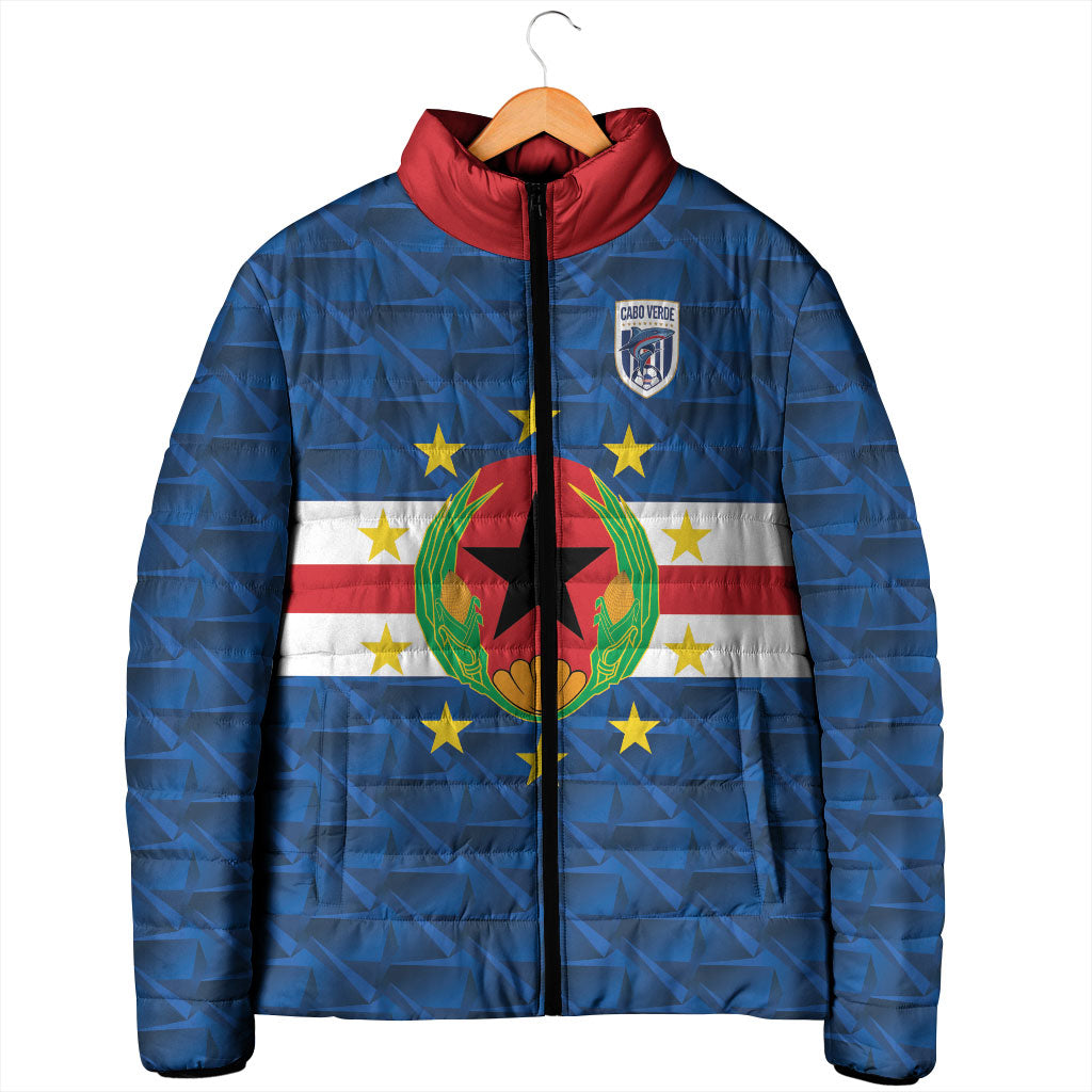 Cabo Verde Tubaroes Azuis Historic Debut 2026 Padded Jacket Cape Verde Past and Present Flag Motif