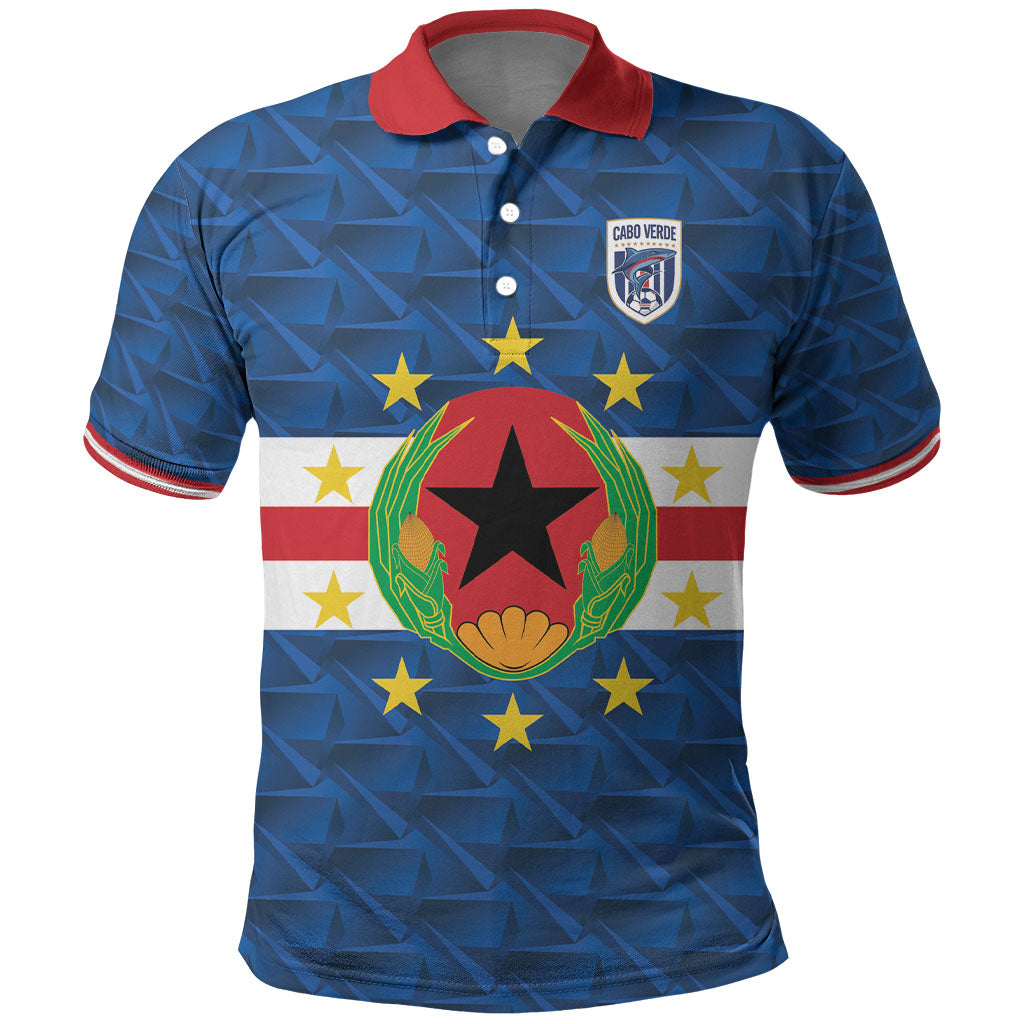 Cabo Verde Tubaroes Azuis Historic Debut 2026 Polo Shirt Cape Verde Past and Present Flag Motif