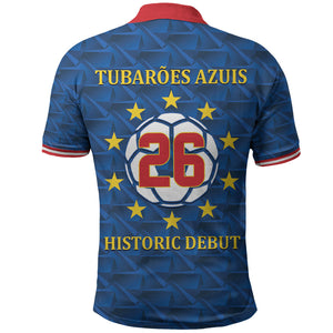 Cabo Verde Tubaroes Azuis Historic Debut 2026 Polo Shirt Cape Verde Past and Present Flag Motif