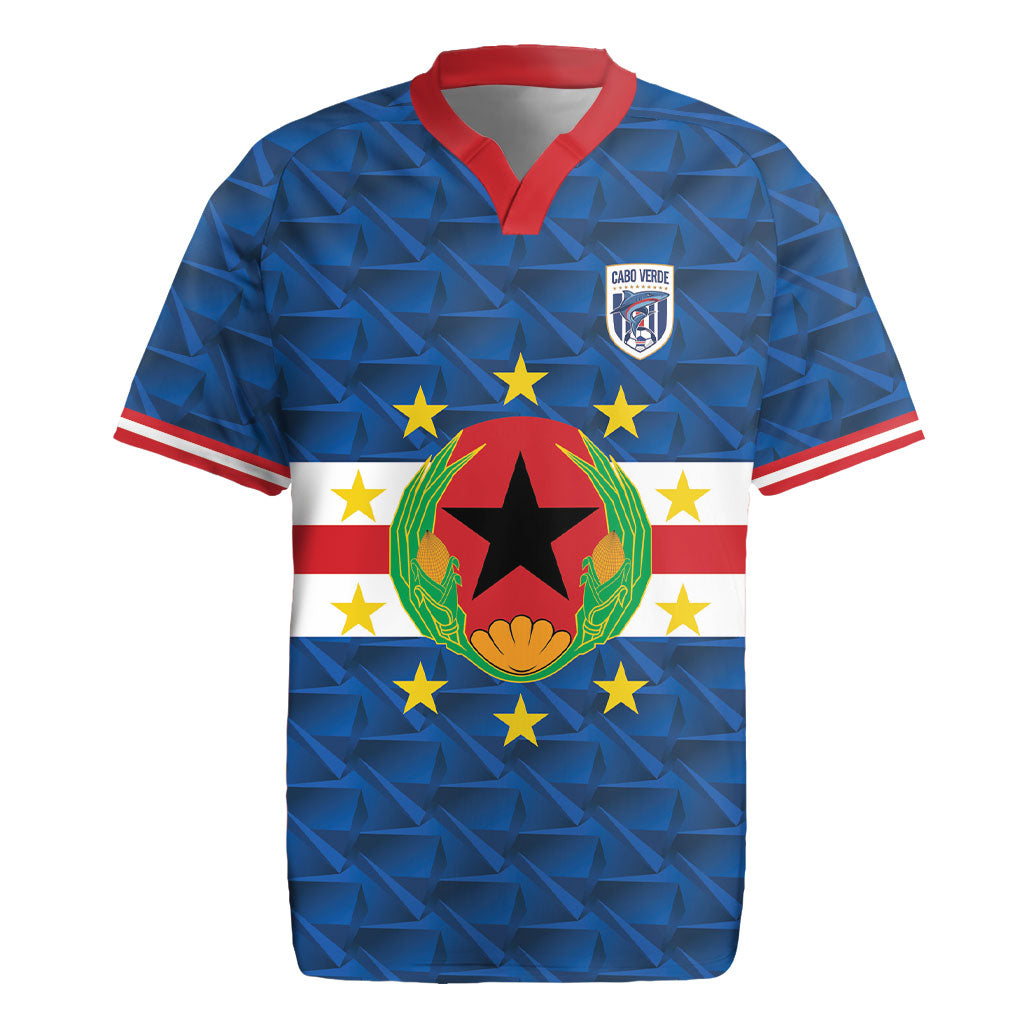 Cabo Verde Tubaroes Azuis Historic Debut 2026 Rugby Jersey Cape Verde Past and Present Flag Motif