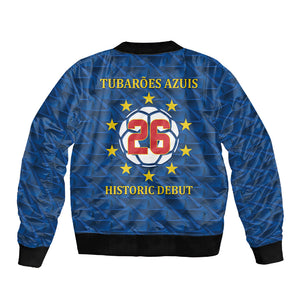 Cabo Verde Tubaroes Azuis Historic Debut 2026 Sleeve Zip Bomber Jacket Cape Verde Past and Present Flag Motif