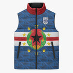 Cabo Verde Tubaroes Azuis Historic Debut 2026 Sleeveless Puffer Jacket Cape Verde Past and Present Flag Motif