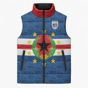 Cabo Verde Tubaroes Azuis Historic Debut 2026 Sleeveless Puffer Jacket Cape Verde Past and Present Flag Motif