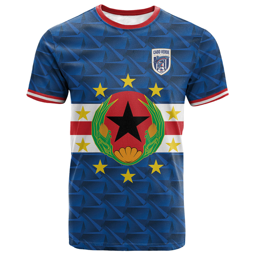 Cabo Verde Tubaroes Azuis Historic Debut 2026 T shirt Cape Verde Past and Present Flag Motif