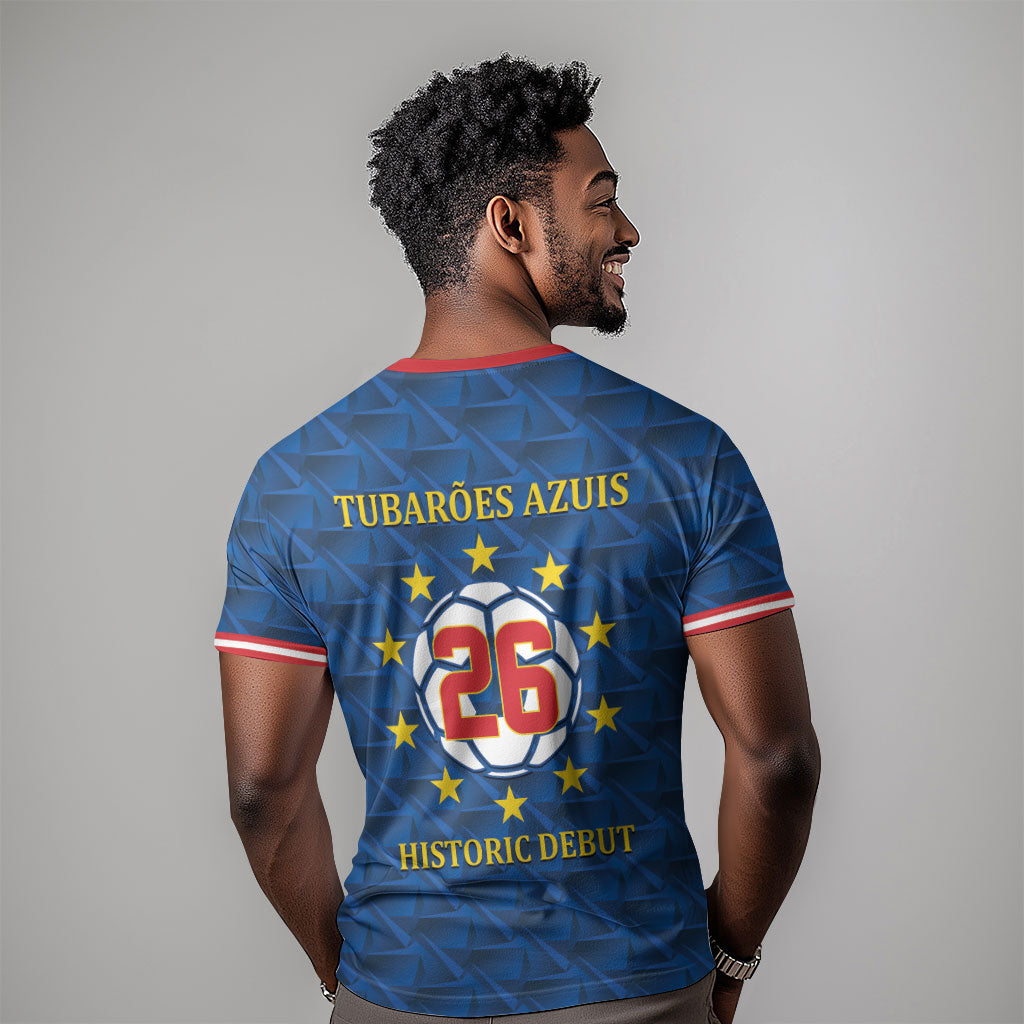 Cabo Verde Tubaroes Azuis Historic Debut 2026 T shirt Cape Verde Past and Present Flag Motif